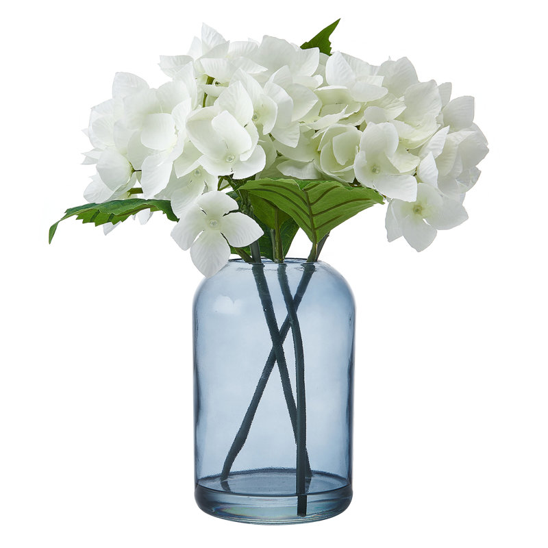 Elements Artificial Hydrangeas In Vase, 12 Inch