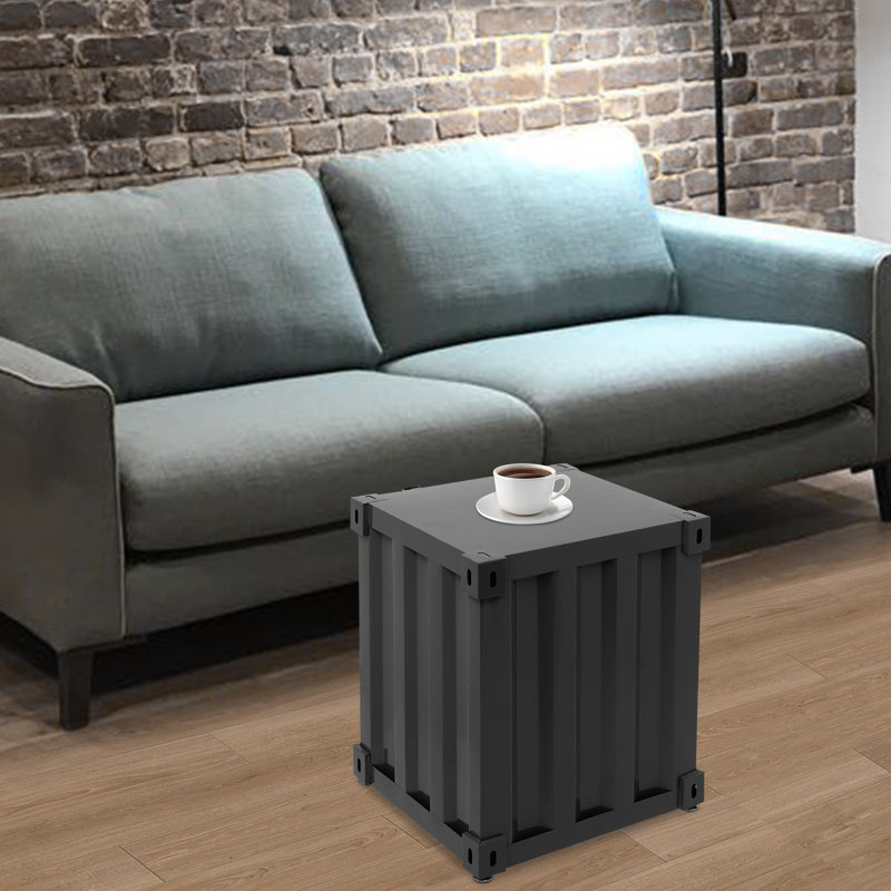Industrial Style Iron Side Table, Black