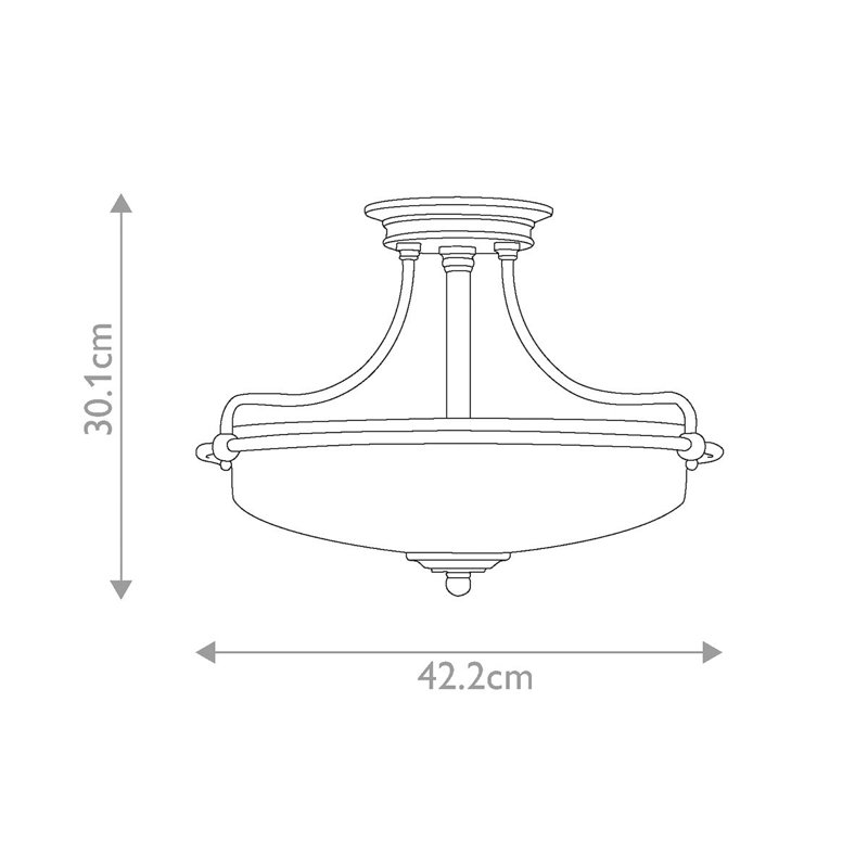 Rockwood Glass Semi Flush Mount, Antique Nickel Plated