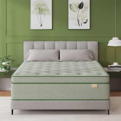 Matelas hybride mi-ferme avec mousse à mémoire de forme à gel rafraîchissant et ressorts ensachés, certifié CertiPUR-US, livré dans une boîte