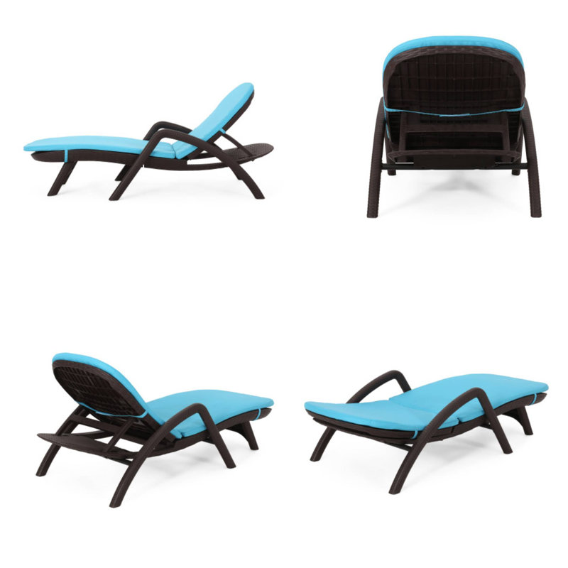 Cushioned Mikael Chaise Lounge – Perfect For Outdoor Spaces, Blue, Brown