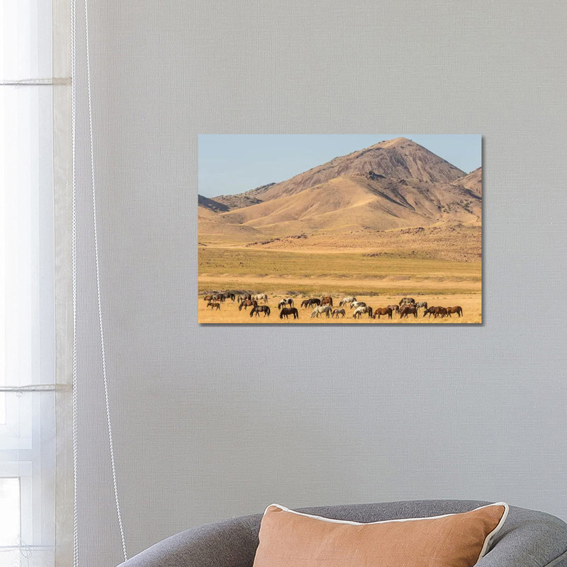 USA, Utah, Tooele County. Wild Horse Herd Grazing. by Jaynes Gallery - Wrapped Canvas Gallery-Wrapped Canvas Giclée