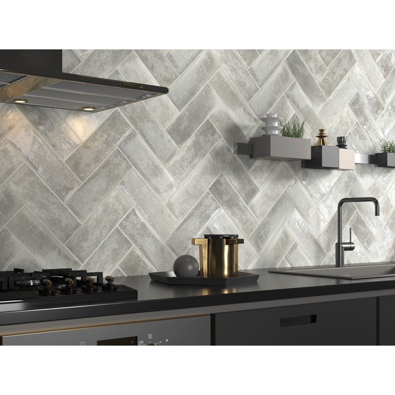 Venezia 4" x 12" Ceramic Wall Tile, Gray