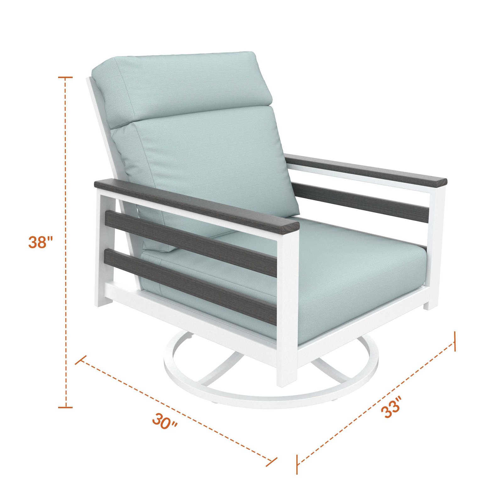 Townsend Sunbrella® Swivel Patio Lounge Chair, Bliss Dew, Gray/White