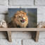 Intense Lion Roar Contemporary Cat Lion Nature Wildlife Wall Art Print by Jeffrey C. Sink - 1 Piece Wrapped Canvas Wall Art-1471382027