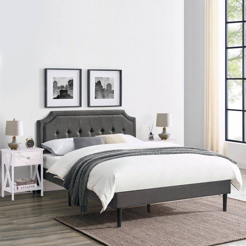 Kempst Steel Piece Bedroom Set, White, Queen