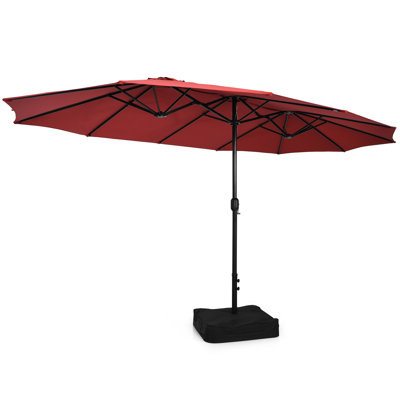 Parasol de marché rectangulaire 15 pi x 9 pi avec manivelle et base Gerardi