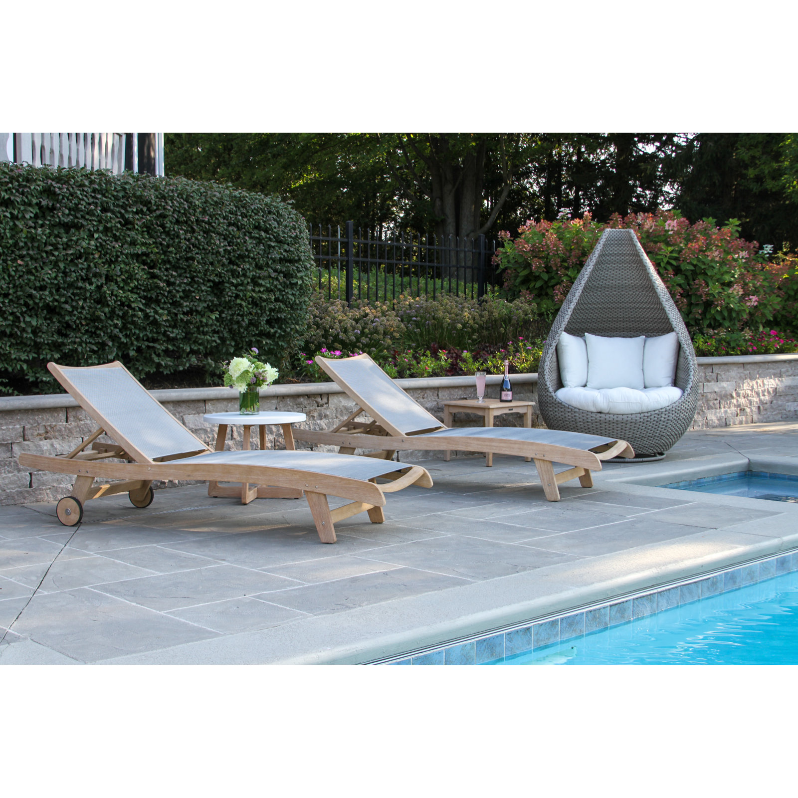 Delphi 83" Eucalyptus Patio Chaise Lounge Set