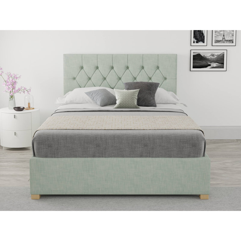 Swanley Upholstered Ottoman Storage Bed, Single (3'), Eau De Nil