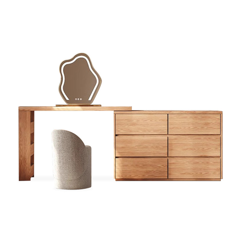 Coiffeuse avec miroir, 6 tiroirs, 1 chaise