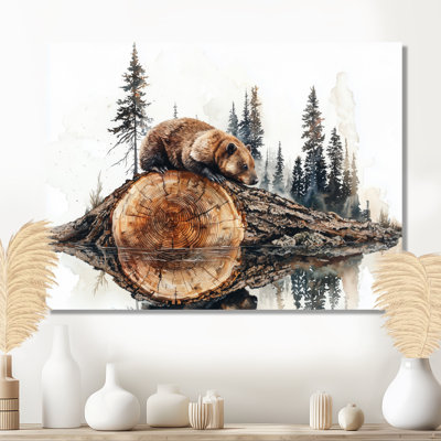 Beaver Dam Lake In Wood Slide I - Beaver, impression murale sur métal