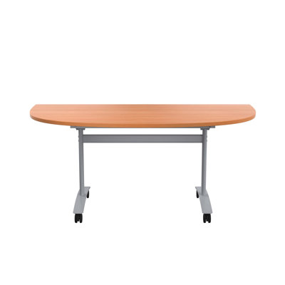 Buariki Half-circle 4 Person Flip Top 160cm L Modular Training Table with Casters