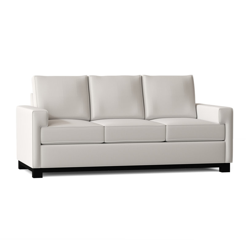 Canapé à accoudoirs carrés avec coussins réversibles Harrison, 72 pouces, Blanc Cape, Noyer