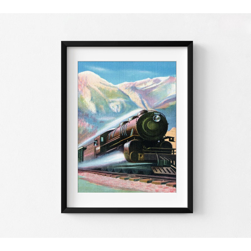 Affiche de la collection Kushmita Train, Noir, H 36 po x l 48 po, Reproduction encadrée avec passe-partout blanc