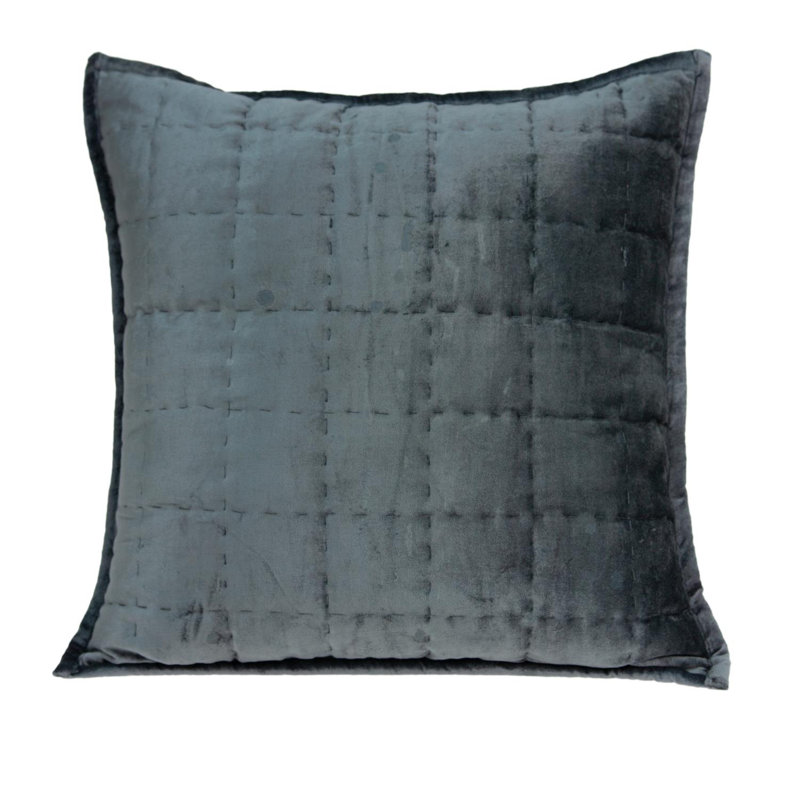 Charcoal Quilted Velvet Square Throw Pillow Set