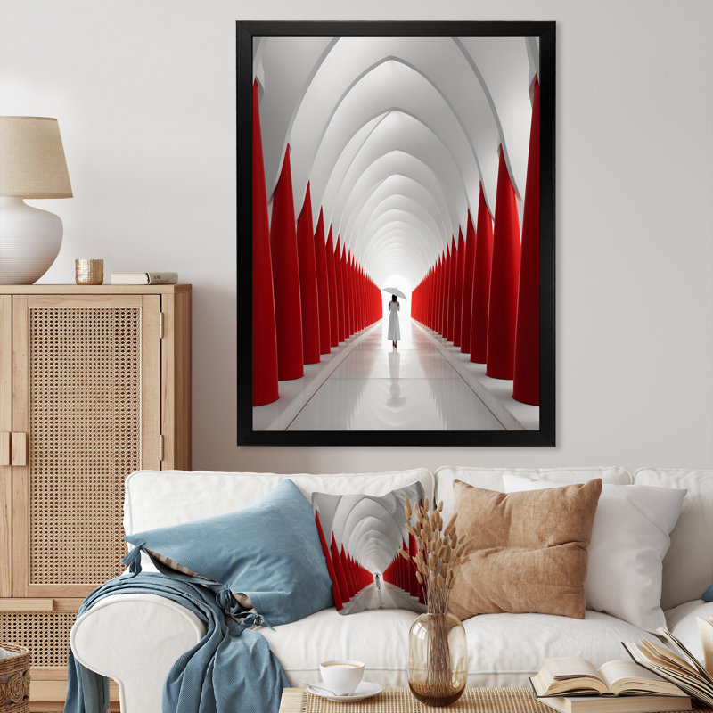 «Red White Path to the Dream», reproduction sur toile, Cadre simple noir, H 20 po x l 12 po x P 1 po