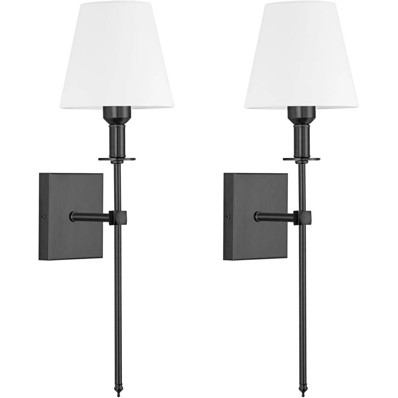 Wall Light Battery Operated Sconce Set of 2,not Hardwired Fixture,Battery Powered Wall Sconce, Black