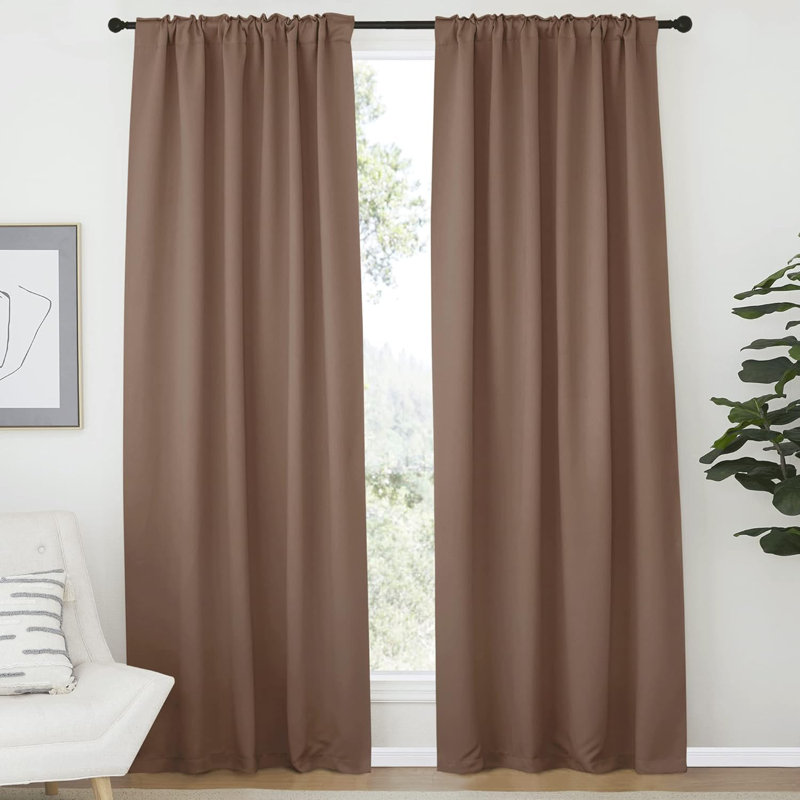 Blackout Curtain Light & Noise Reducing Room Darkening Drapes for Bedroom/Living Room/Kitchen, 2 Pieces, 52" W x 84" L