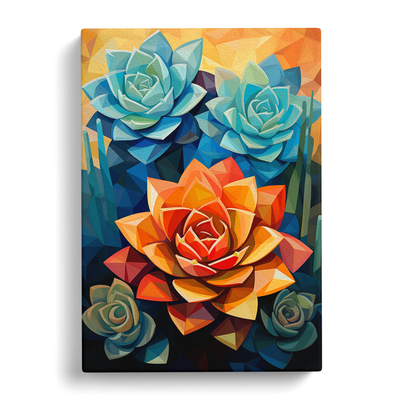 Succulent Cubism - Wrapped Canvas, 60cm H x 40cm W x 3cm D