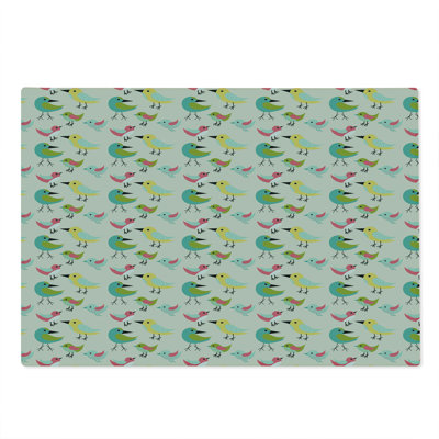 Ambesonne Bird Print Cutting Board Large Size Little Avian Art Champagne and Multicolor