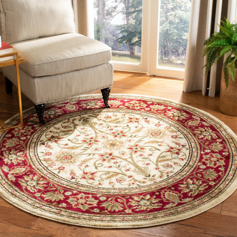 Klose Performance Oriental Rug, Round 3'3", Ivory/Red