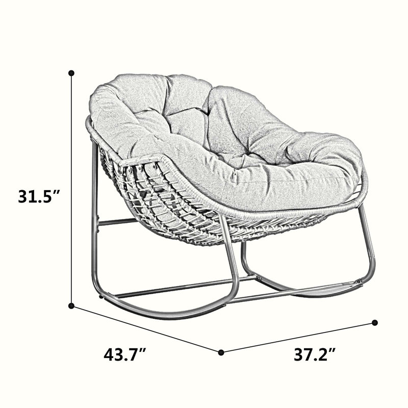 Chaise berçante d'extérieur en osier Lunaire, Beige