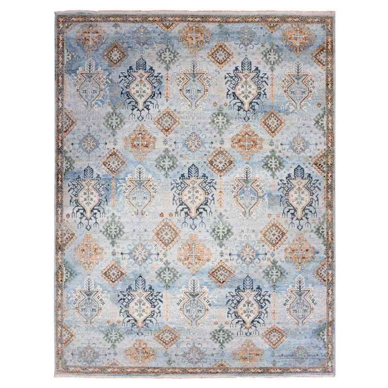 Tapis bleu nouvel âge en laine 9 pi x 11 pi 10 po Bulkowski