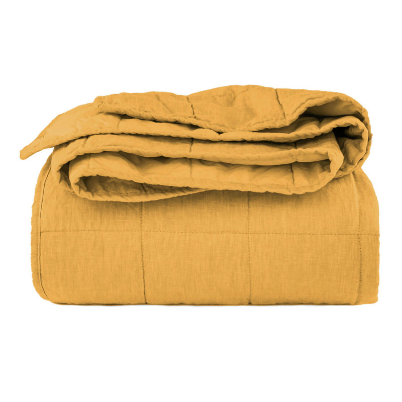 French Linen Box Stitch Quilt, Honey, King Quilt