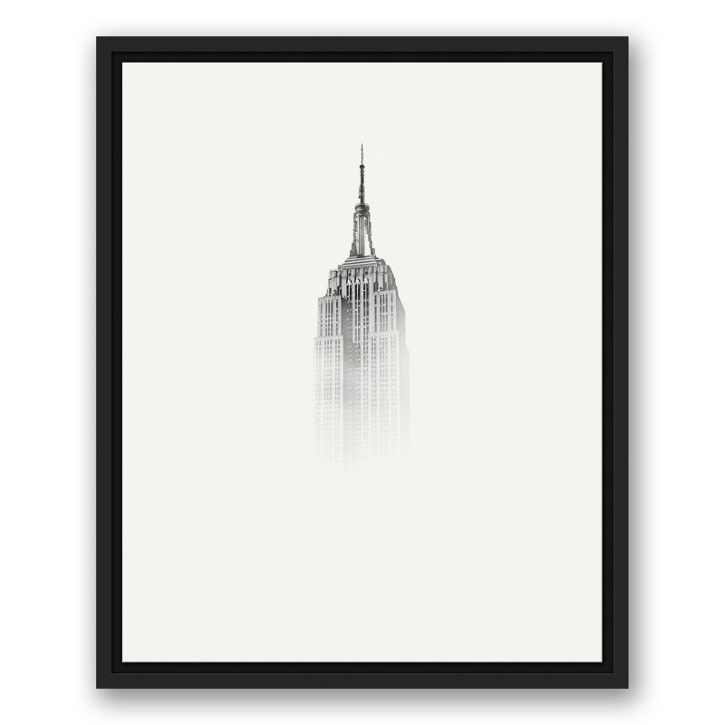 «Empire State Building In Fog», reproduction sur toile, H 21,75 po x l 17,75 po x P 1,75 po, Cadre flottant