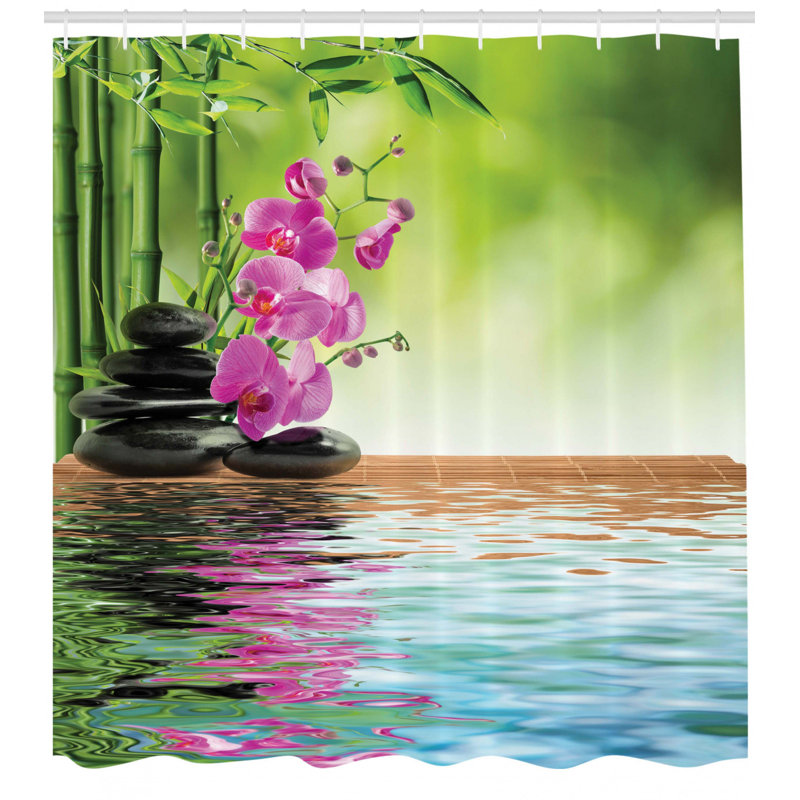 Spa Shower Curtain Set + Hooks, 84" H x 69" W