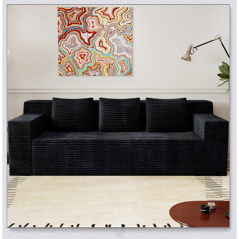 Ensemble de canapé 71 pièces en tissu velours côtelé 71 pouces, confort profond, aucun assemblage requis, parfait pour les salons et les petits espaces
