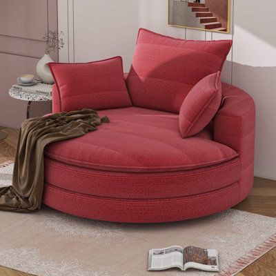 360° Swivel Sofa Chair Accent Barrel Chair Swivel Round Chair With Dual-Layer Cushion Design And 3 Removable Pillows by Cosmic