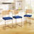 Set of 2, 26.2" Height Counter Stool, Natural Rattan Back with Thick Padded Seat & Metal Legs – Mid-Century Modern,Navy-376877069