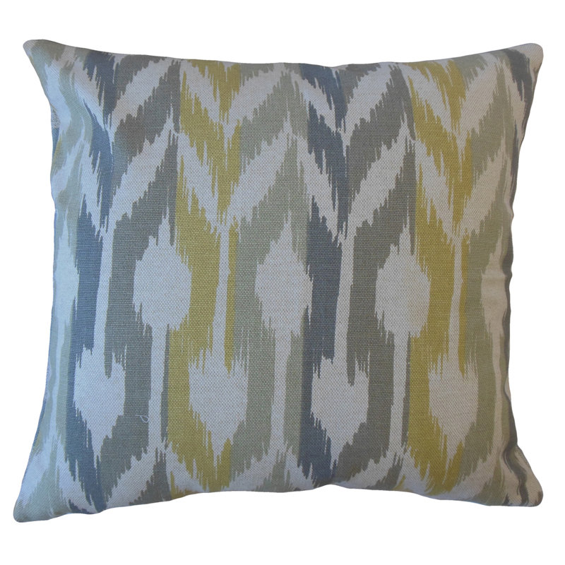 Wauna Ikat Feather Reversible Throw Pillow, 20" x 20", Trumpet
