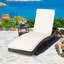 Chaise longue pliante en rotin Mahomet avec coussin blanc à 5 positions de dossier-939147767