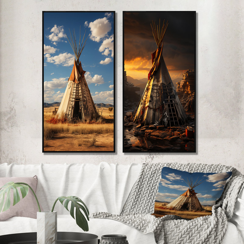 «Whispering Winds Beige Coral Native» - 2 pièces, Cadre noir, H 40 po x l 40 po