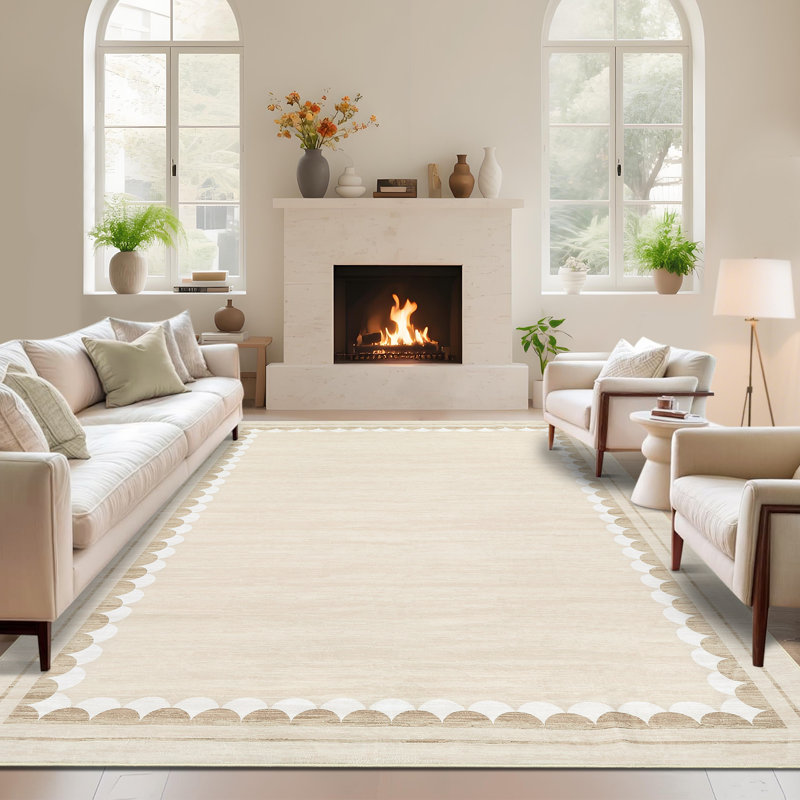 Tapis moderne géométrique 9 x 12 avec tapis en caoutchouc antidérapant, Rectangle 9 pi x 12 pi
