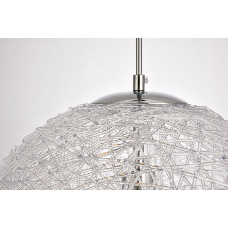Luminaire sphère suspendu 1 lumières simple Bainum, H 77 po x l 15,7 po x P 15,7 po, Chrome / transparent