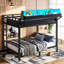 Lit superposé double au-dessus de double avec tablettes de rangement et panneau perforé, cadre de lit superposé avec ports USB et lumières DEL, peu encombrant, pour adolescents et adultes, noir-130819563