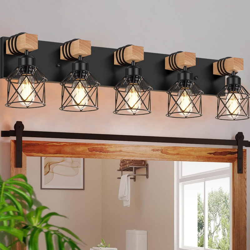 Dimmable Vanity Light, 5 Lights, Black
