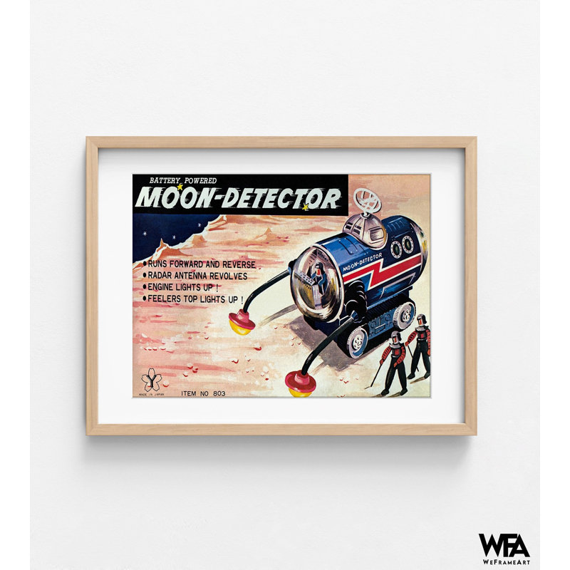«Moon-Detector» par Retrotrans, art mural espace profond, décor de jouet rétro grand espace, idée de décoration murale pour salle de jeux pour enfants, affiche de lune fraîche