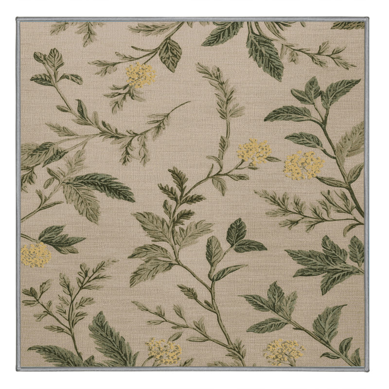 Tapis gris botanique lavable à la machine, Carré 4 pi