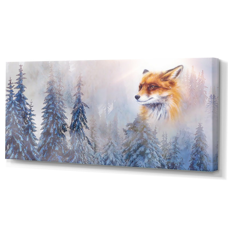 «Mountain Snowy Landscape Fox», impression sur toile, H 8 po x l 12 po x P 1 po, Toile tendue