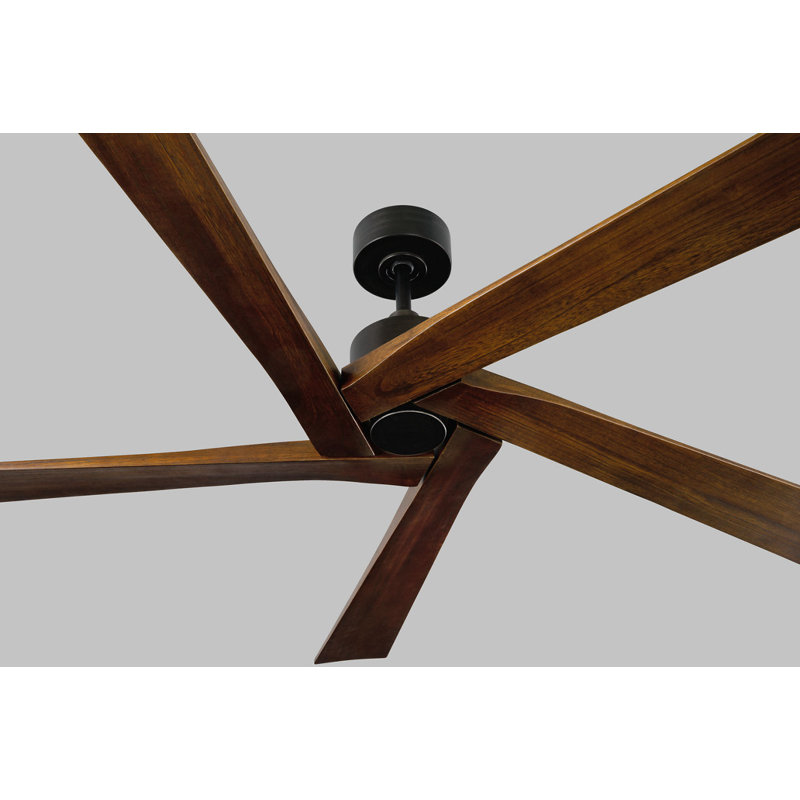 Ventilateur de plafond standard à 5 pales 70 pouces avec télécommande Adalai, Étain vieilli avec pales en noyer foncé
