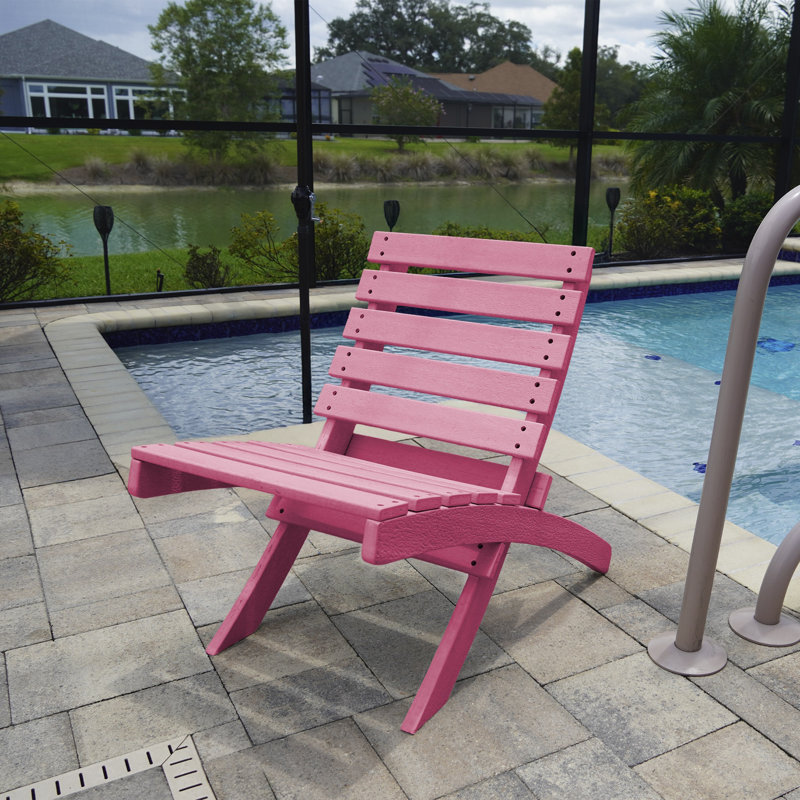 Grandcourt Fully Assembled All-Weather Recycled HDPE Outdoor Folding Patio Chair, Burgundy