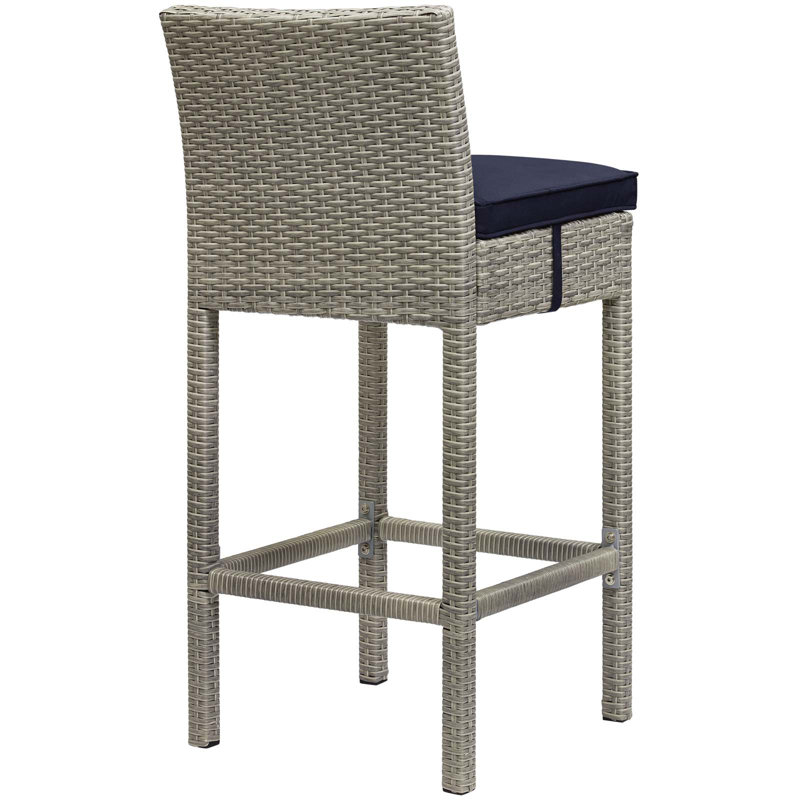 Tabouret de bar Havenside Home Bocabec, Bleu marine, Velours gris pâle