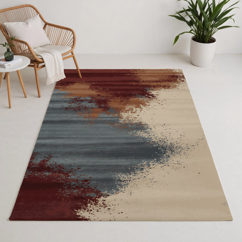 Watercolor Gray Indoor and Outdoor Area Rug, Rectangle 3' x 5'