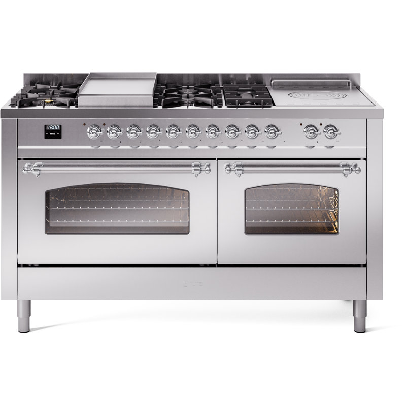 ILVE Nostalgie II 60 Dual Fuel Range, 5 Burners, Griddle, Frenchtop , Graphite Matte/Bronze, Liquid Propane