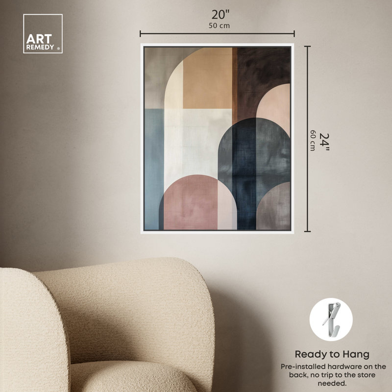 Large Multicolor Abstract Canvas Print with White Frame