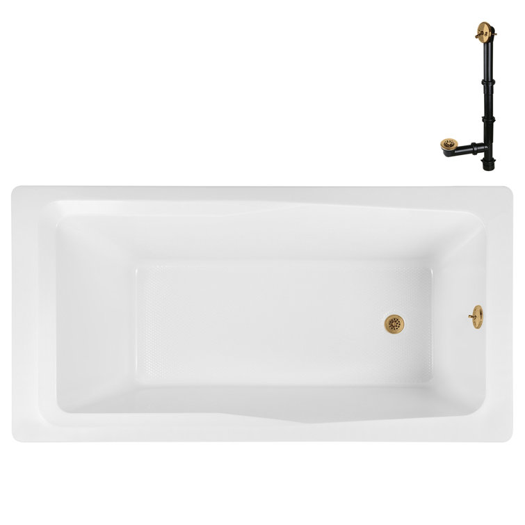 66'' x 34'' Acrylic Soaking Drop-In Bathtub, Drain Included